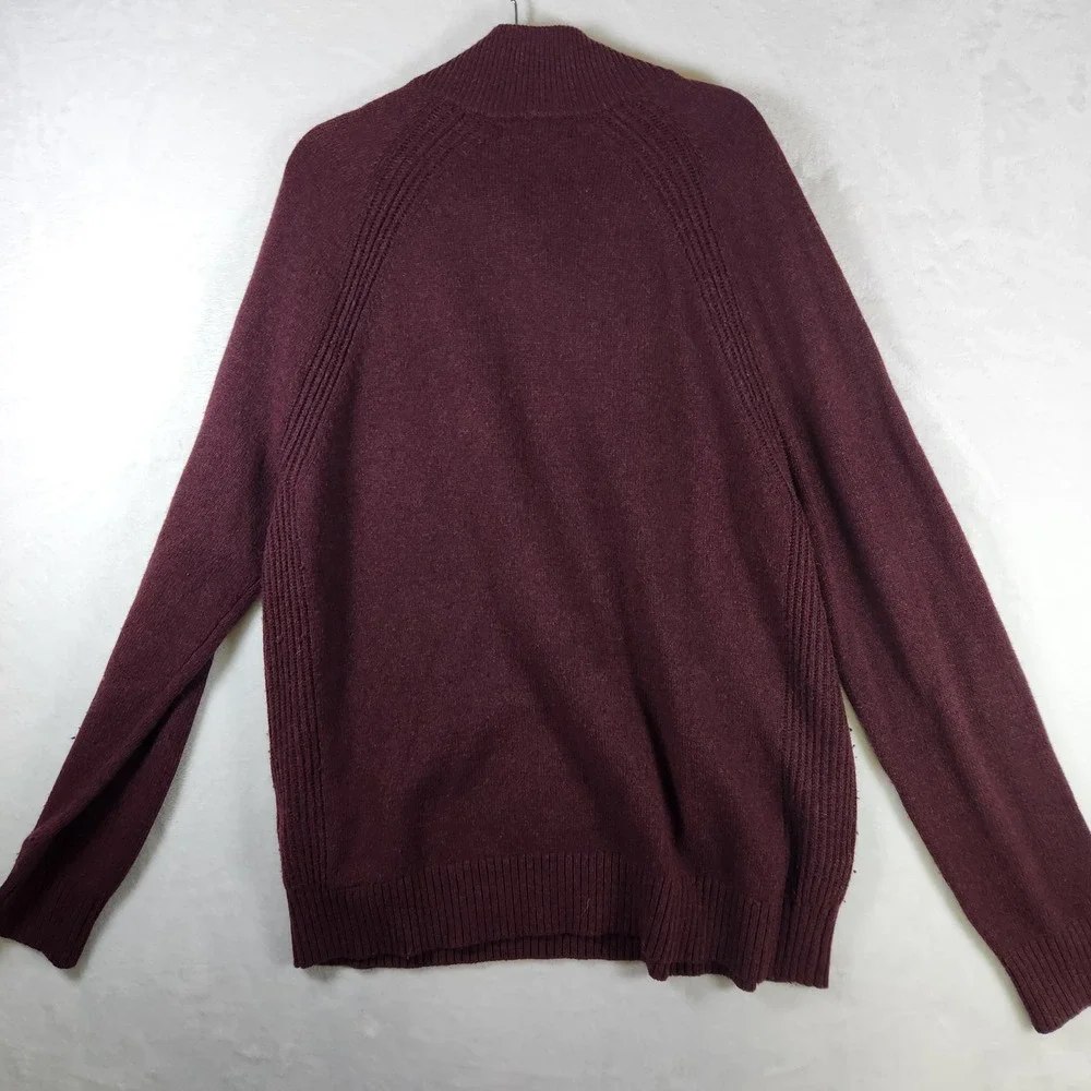 Banana Republic Mens XL‎ Burgundy Wool Blend Quarter Zip Pullover Sweater